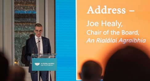 Chair of the Board, Joe Healy, speaking at the Agri-Food Regulator's Conference
